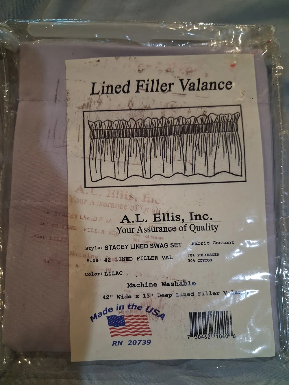 A.L. Ellis Lined Filler Valance in Lilac